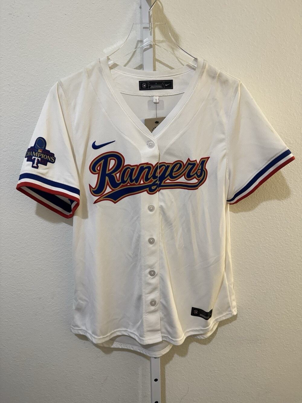 Nike Texas Rangers 2023 World Series Champions Gold Jersey Carter #32 Womens L